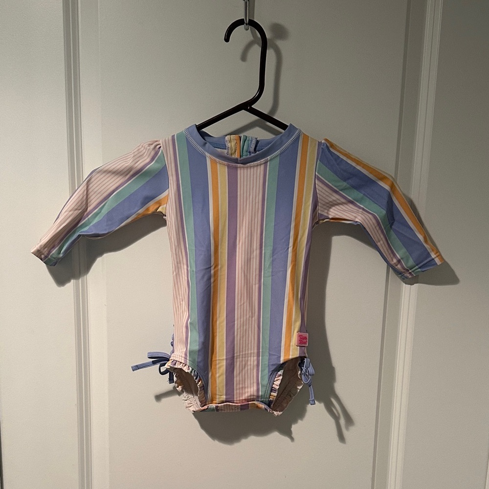 Ruffle Butts Multicolor Striped Kids Swimsuit
